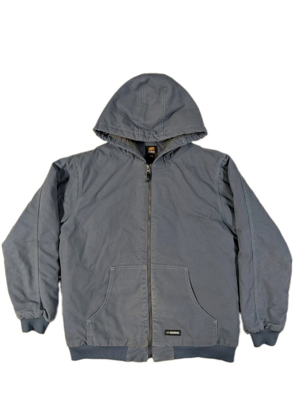 Berne Workwear Youth XL 18-20 Hooded Jacket Blue Quilted Canvas BHJ61SLB